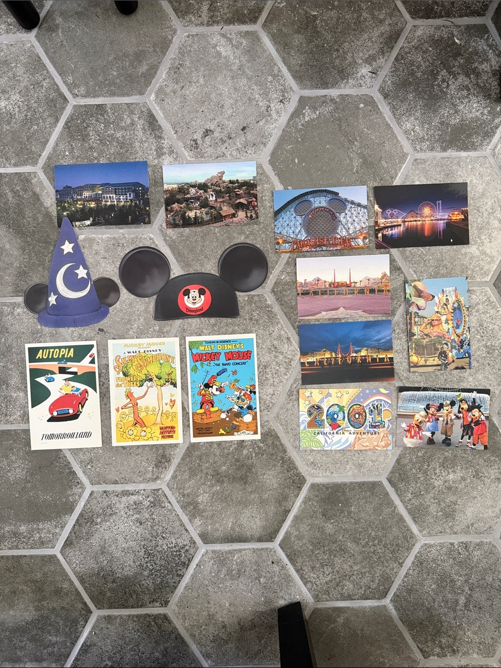 Disneyland Resort California Adventure Park Souvenir Lot Mickey Ears & Postcards